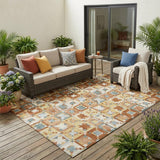 5' X 8' Orange And Copper Patchwork Washable Indoor Outdoor Area Rug