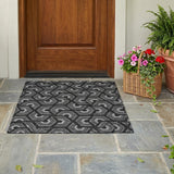 3' X 5' Black And Gray Geometric Washable Indoor Outdoor Area Rug