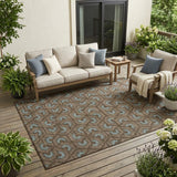 5' X 8' Chocolate And Brown Geometric Washable Indoor Outdoor Area Rug