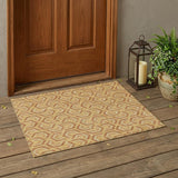 3' X 5' Gold And Copper Geometric Washable Indoor Outdoor Area Rug