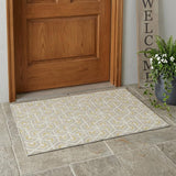 3' X 5' Ivory And Linen Geometric Washable Indoor Outdoor Area Rug