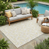5' X 8' Ivory And Linen Geometric Washable Indoor Outdoor Area Rug