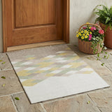 3' X 5' Ivory And Khaki Geometric Washable Indoor Outdoor Area Rug