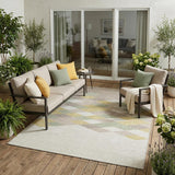 5' X 8' Ivory And Khaki Geometric Washable Indoor Outdoor Area Rug