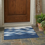 3' X 5' Navy Blue And Blue Geometric Washable Indoor Outdoor Area Rug