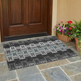 3' X 5' Black And Gray Geometric Washable Indoor Outdoor Area Rug
