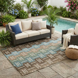 5' X 8' Brown And Chocolate Geometric Washable Indoor Outdoor Area Rug