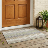 3' X 5' Ivory And Linen Geometric Washable Indoor Outdoor Area Rug