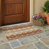 3' X 5' Orange And Copper Geometric Washable Indoor Outdoor Area Rug