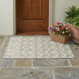 3' X 5' Ivory And Beige Botanical Leaves Washable Indoor Outdoor Area Rug