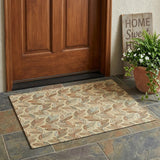3' X 5' Wheat And Gold Botanical Leaves Washable Indoor Outdoor Area Rug