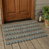 3' X 5' Brown And Chocolate Geometric Washable Indoor Outdoor Area Rug