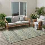 5' X 8' Green And Gold Geometric Washable Indoor Outdoor Area Rug