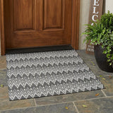 3' X 5' Charcoal And Black Geometric Washable Indoor Outdoor Area Rug