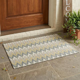 3' X 5' Ivory And Beige Geometric Washable Indoor Outdoor Area Rug
