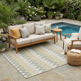 5' X 8' Ivory And Beige Geometric Washable Indoor Outdoor Area Rug