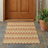 3' X 5' Orange And Copper Geometric Washable Indoor Outdoor Area Rug