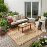 5' X 8' Orange And Copper Geometric Washable Indoor Outdoor Area Rug