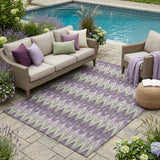 5' X 8' Purple And Plum Geometric Washable Indoor Outdoor Area Rug