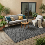 5' X 8' Black And Gray Geometric Washable Indoor Outdoor Area Rug