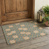 3' X 5' Copper And Green Geometric Washable Indoor Outdoor Area Rug