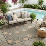 5' X 8' Copper And Green Geometric Washable Indoor Outdoor Area Rug