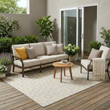 5' X 8' Ivory And Beige Geometric Washable Indoor Outdoor Area Rug