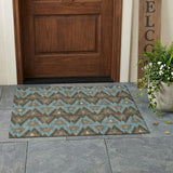3' X 5' Chocolate And Brown Geometric Washable Indoor Outdoor Area Rug