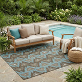 5' X 8' Chocolate And Brown Geometric Washable Indoor Outdoor Area Rug