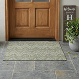 3' X 5' Green And Sage Geometric Washable Indoor Outdoor Area Rug