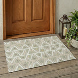 3' X 5' Ivory And Beige Geometric Washable Indoor Outdoor Area Rug