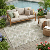 5' X 8' Ivory And Beige Geometric Washable Indoor Outdoor Area Rug