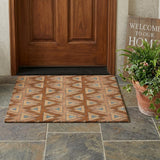 3' X 5' Orange And Copper Geometric Washable Indoor Outdoor Area Rug