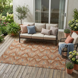 5' X 8' Orange And Copper Geometric Washable Indoor Outdoor Area Rug