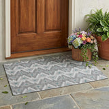 3' X 5' Silver And Gray Geometric Washable Indoor Outdoor Area Rug
