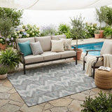 5' X 8' Silver And Gray Geometric Washable Indoor Outdoor Area Rug