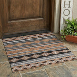 3' X 5' Black And Copper Southwestern Washable Indoor Outdoor Area Rug