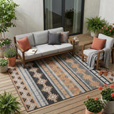 5' X 8' Black And Copper Southwestern Washable Indoor Outdoor Area Rug