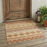 3' X 5' Gold And Copper Southwestern Washable Indoor Outdoor Area Rug