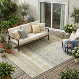 5' X 8' Ivory And Beige Southwestern Washable Indoor Outdoor Area Rug