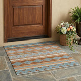 3' X 5' Orange And Copper Southwestern Washable Indoor Outdoor Area Rug