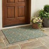 3' X 5' Green And Gold Cactus Washable Indoor Outdoor Area Rug