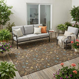 5' X 8' Chocolate And Brown Cactus Washable Indoor Outdoor Area Rug