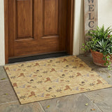 3' X 5' Gold And Orange Cactus Washable Indoor Outdoor Area Rug