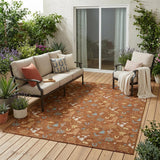 5' X 8' Orange And Copper Cactus Washable Indoor Outdoor Area Rug