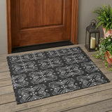 3' X 5' Black And Gray Geometric Washable Indoor Outdoor Area Rug