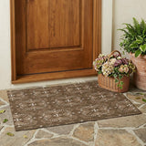3' X 5' Chocolate And Brown Geometric Washable Indoor Outdoor Area Rug
