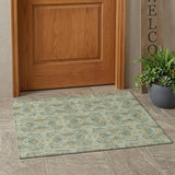 3' X 5' Green And Gold Geometric Washable Indoor Outdoor Area Rug