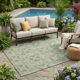 5' X 8' Green And Gold Geometric Washable Indoor Outdoor Area Rug