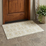 3' X 5' Ivory And Beige Geometric Washable Indoor Outdoor Area Rug